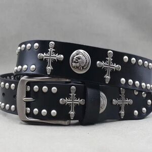 Black Studded Leather Belt